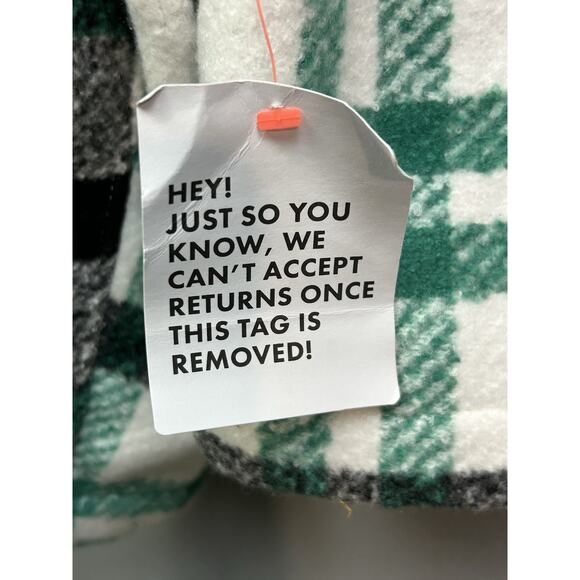 ASOS plaid Shacket Womens XS Green White Fuzzy Full Zip Pockets Oversized NEW - Picture 7 of 8